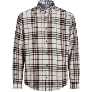 JACK & JONES heren overhemd geruit, maanbeam, S