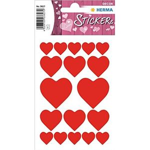 HERMA 3827 valentijn hartstickers, rode harten (54 stickers, papier, mat) zelfklevend, permanent hechtende motief-etiketten voor decoratie voor meisjes en jongens