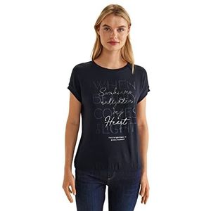 T-shirt met glitter wording, Dark Vintage Blue, 34