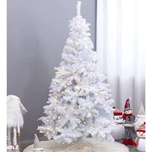 Kerstboom Witte met verlichting 7ft 2.1m, PVC Kunstboom 600 Takken Massief Metalen Beugel voor indoor outdoor + 25M 500 lED Licht