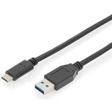 DIGITUS USB 3.2 Gen2 aansluitkabel - 1.0 m - USB A (St) naar USB C (St) - 10 Gbit/s - verbindingskabel - zwart