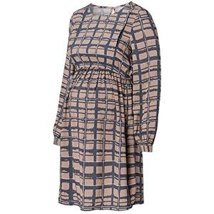ESPRIT Maternity Dames Dress Woven Nursing Long Sleeve Check Jurk, Taupe Grey-056, XL