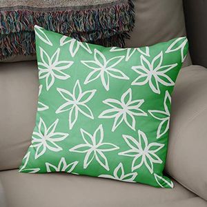 Bonamaison Decoratieve kussenhoes Benzine Groen & Wit, Gooi kussenhoezen, Home Decoratieve Kussenslopen voor woonkamer, Bank, Slaapkamer, Grootte: 43X43 Cm - Ontworpen en vervaardigd in Turkije