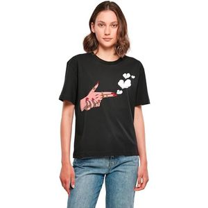 Miss Tee Dames T-shirt Girl Bang Tee, casual T-shirt met print op de voorkant, oversized fit, maten XS - 5XL, zwart, 4XL