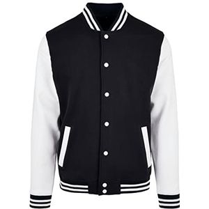 Build Your Brand Basic College Jacket voor heren, collegejack voor mannen, verkrijgbaar in vele kleuren, maten XS - 5XL, zwart/wit, L
