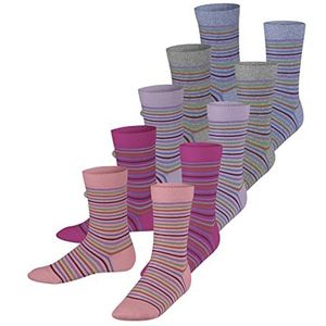 ESPRIT Unisex Kids Multi Stripe 5-Pack Duurzaam Biologisch Katoen halfhoog met patroon gestreepte 5 paar sokken, meerkleurig (assortiment 0010), 31-34 (5-pack)