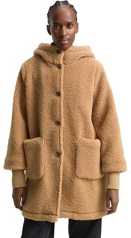 Tom Tailor Denim - Lange Jas - Effen - Regular Fit - Teddybont - Met Capuchon