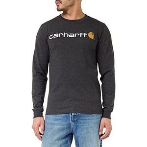 Carhartt Heren Relaxed Fit Heavyweight Long-Sleeve Logo Graphic T-shirt, carbon heather, XL
