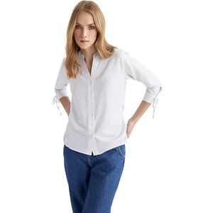 DeFacto Dameshemd van katoenweefsel met lange mouwen, off-white, XXL