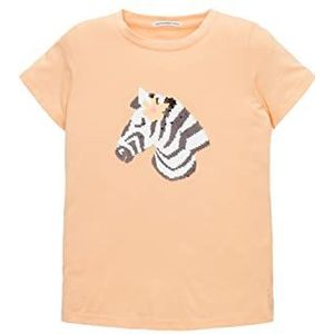 TOM TAILOR T-shirt voor meisjes en kinderen met print, 31080 - Sunny Apricot, 128 cm