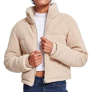 Urban Classics Dames Ladies Boxy Sherpa Puffer Jacket Jacket, Brown (Darksand 00806), XXXX-Large