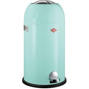 Wesco Kickmaster Afvalbak in de kleur mintgroen gepoedercoat plaatstaal, ingebouwde demper, 33 liter volume, grote inworp