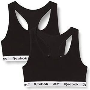 Reebok Dames Crop Top Frankie Zwart/Wit Elastische T-Shirt, Zwart/Wit, S