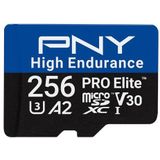 PNY - PRO Elite - microSDXC Geheugenkaart - 256 GB - C10 U3 V30 A2 - Tot 100/90 MB/s Lezen/Schrijven - 4K UHD