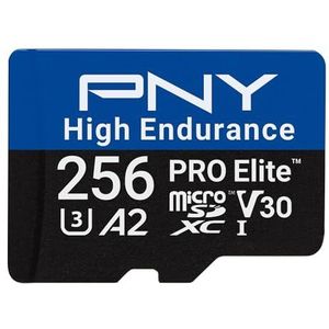 PNY - PRO Elite - microSDXC Geheugenkaart - 256 GB - C10 U3 V30 A2 - Tot 100/90 MB/s Lezen/Schrijven - 4K UHD