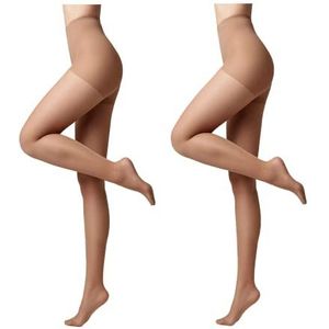 Conte elegant 2-pack modellerende panty's voor dames - stimuleert de bloedsomloop, vormgevende panty's dunne damespanty's - ACTIVE 20 bruine kleur maat 11 Natuurlijke maat 3