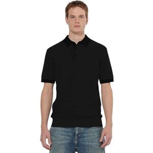 Scotch & Soda - Structured Knitted Poloshirt - Zwart - Katoen