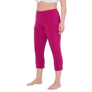 Ulla Popken Dames grote maten grote maten plus size capribroek, 7/8-lengte, elastische tailleband, tot maat 66/68, fuchsia, 50W / 32L