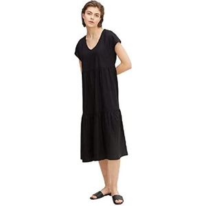 TOM TAILOR Denim Dames linnen jurk 1031352, 14482 - Deep Black, XS