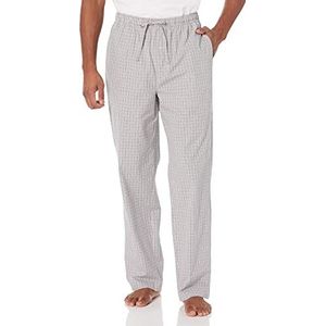 Amazon Essentials Men's Geweven pyjamabroek met rechte pasvorm, Grijs Plaid, XL