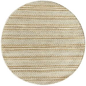 HAMID - Olivia Yute-tapijt, rond tapijt, wol en jute, handgeweven voor woonkamer, slaapkamer, woonkamer, natuurlijk wit, 100 x 100 cm