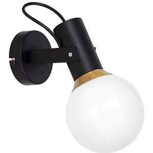 Homemania wandlamp, metaal, glas, zwart, goud, wit
