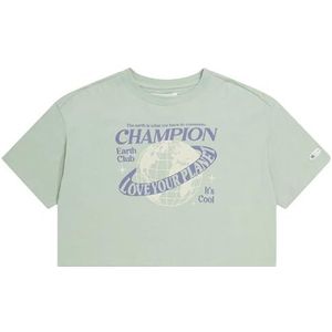 Champion Rochester 1919 Eco Future G - Circular gerecycled katoen Boxy Graphic S/L T-shirt, lichtgroen pastel, 13-14 jaar meisjes en meisjes SS24, lichtgroen pastel, 13-14 jaar