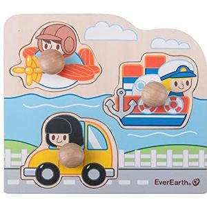 EverEarth puzzel ""Vervoermiddel"" EE33734 Houten legpuzzel voor kinderen vanaf 12 maanden