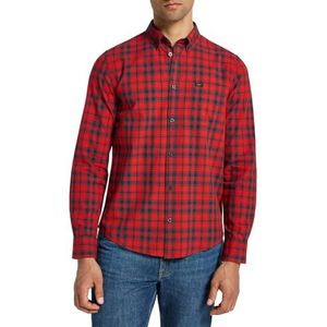 Lee - Button Down Overhemd - Rood - Katoen - Lange Mouwen