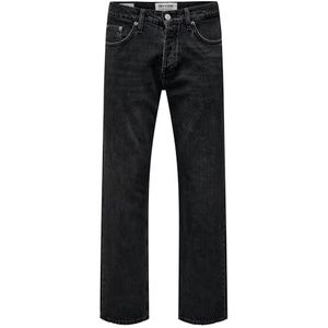 ONLY & SONS Heren Jeans ONSEDGE Loose 6985 - Relaxed Fit -Zwart - Black Denim, zwart denim, 29W / 32L