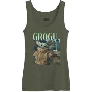 Star Wars Grogu poster WOSWMANTK007 tanktop voor dames, kaki, maat M, Kaki, M