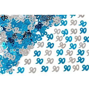 14g Blauw & Zilver 90e Verjaardag Confetti Folie Metallic Glitz Tafel Scatter Sprinkles Leeftijd Bday Party Decoraties