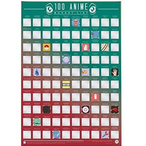 Gift Republic 100 Anime Classic Bucket List Scratch Off Movie wandkunstposter, meervoudig, 24 x 16 inch
