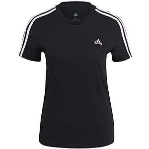 adidas Dames Essentials Slim 3-Stripes Tee, Black/White, XS Short