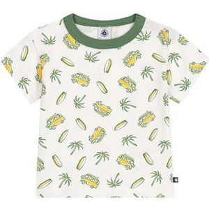 Petit Bateau T-shirt met korte mouwen voor jongens, Wit/Geel, 3 Maanden