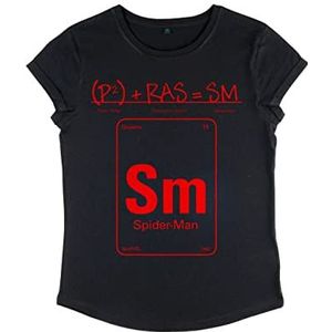 Marvel Avengers Classic Radioactive Spider T-shirt voor dames met rolmouwen, zwart, M