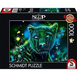 Schmidt Spiele 58517 Sheena Pike, neon blauw-groene panther, puzzel met 1000 stukjes