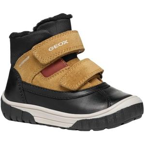 Geox - OMAR BOY WPF C - Klittenbandlaarzen - Zwart/Currykleur - Babylaarzen met Warme Voering