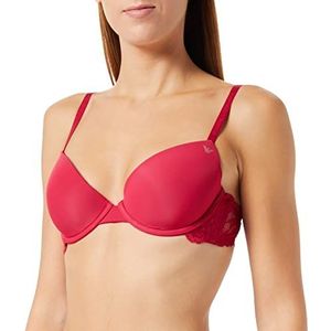 Emporio Armani Dames Second Skin Microvezel & Lace Push Up Bra Remov.Pads, karmozijnrood, 75A