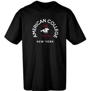 AMERICAN COLLEGE USA American College T-shirt met korte mouwen, uniseks, kinderen, Zwart, 12 Jaar