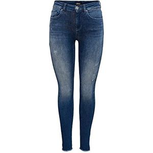 ONLY Jeans voor dames Onlblush Life Mid Sk Ank Raw Rea811 Noos, donkerblauw (donkerblauwe spijkerbroek), L/32L