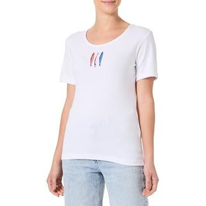 Armor Lux Sardines T-shirt met korte mouwen en ronde hals van licht katoen voor dames, Witte Sardines, M