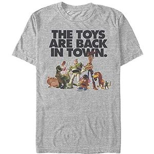 Pixar Unisex Toy Story-In Town Organic Short Sleeve T-Shirt, Melange Grey, L, grijs (melange grey), L