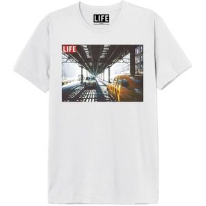 Life Magazine Under The Train"" MELIFEMTS009 T-shirt, heren, wit, maat XL, Wit, XL