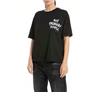 Replay Dames T-shirt Boxy fit, 098 Black, S