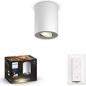 Philips Hue Pillar Opbouwspot - White Ambiance - GU10 - Wit - 1 x 5,5W - Bluetooth - incl. Dimmer Switch