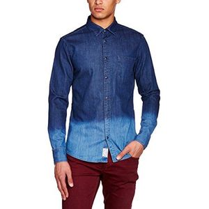 ESPRIT Slim Fit vrijetijdshemd voor heren, jeans, blauw (E Bleach Out), L