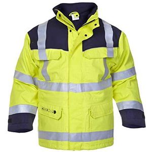 Hydrowear 043401 Milaan Waterdicht Ademend Parka, 55% Protex/45% Katoen/1% Antistatische vezels, Grote Maat, Geel/Navy