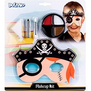 Boland 45111 - make-upset kleine pirat, make-up palet, 4 kleuren met applicator, spons, make-up stift en masker, kostuum, carnaval, themafeest, Halloween