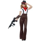 Glam Gangster Costume, Black & Red, with Top, Trousers, Mock Braces, Neck Tie & Hat, (L)